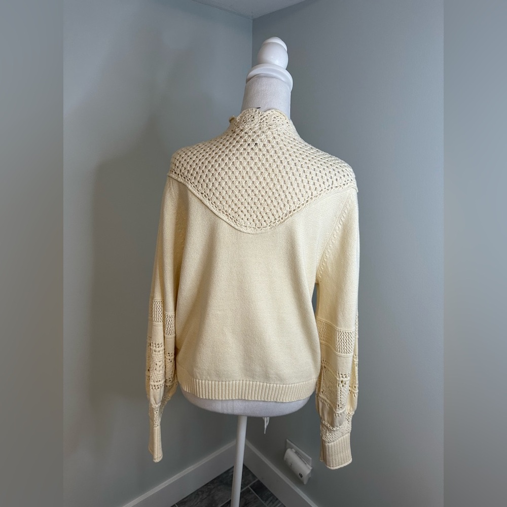 Ba&Sh Pino Off White Crochet Neutral Cotton Knit Sweater Size Small - Picture 9 of 17